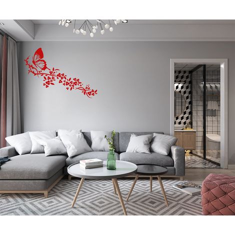 BUTTERFLY - Sticker mural en vinyle 55x135 cm - Couleur : Rouge