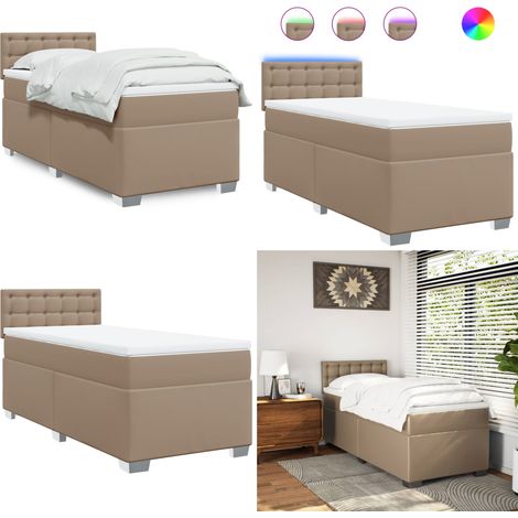 vidaXL Boxspringbett Matratze Cappuccino-Braun 100x200cm Kunstleder (1/5)