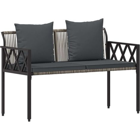Banc de Jardin 2 Places en Rotin Synthétique, 116 x 56 x 75 cm (1/5)