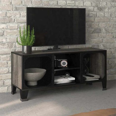 vidaXL Meuble TV Gris 105x36x47 cm Métal et MDF (1/5)