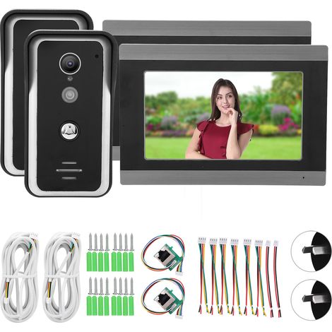 Sonnette vidéo filaire 7 pouces écran TFT LCD pour application TUYA, interphone audio bidirectionnel 100-240V AC avec prise AU (1/5)