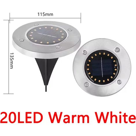 (Lot de 2 avec lumière chaude) Disque solaire extérieur à encastrer - projecteur, convient à la décoration de la maison, du jardin, de la pelouse et de la cour. (1/3)