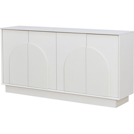 Aparador moderno blanco de 4 puertas con puertas arqueadas en MDF, 160 cm (1/5)