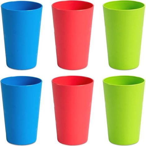 Juego de 6 vasos irrompibles - Reutilizables para camping y para niños - Vasos de plástico de 275 ml (1/5)
