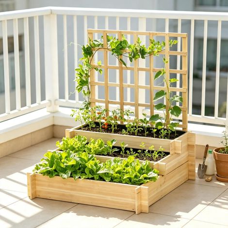 Jardinière à parois grillagées, potager surélevé polyvalent, potager stable, jardinière esthétique (1/5)