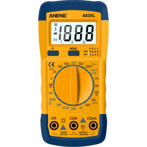 Multimètre numérique ANENG Irovami - Voltmètre AC/DC, ohmmètre, écran LCD rétroéclairé, compact, pour électricité, test électronique (1/5)