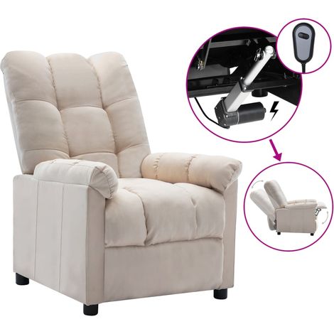Fauteuil inclinable électrique Fauteuil Relax - Fauteuil Salon Crème Tissu BV462191 - BonneVie (1/5)