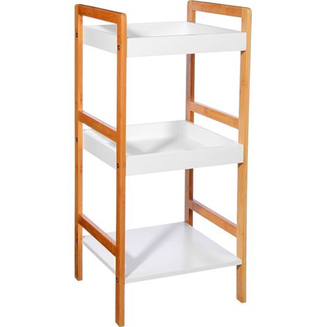 Etégère à 3 niveaux en bois - L 36 x P 33 x H 80 cm - Epuréo Blanc - Livraison gratuite (1/5)
