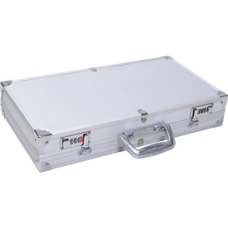 Malette rigide pour transport d'objets 47 x 25 x 8,3 cm avec poignées antidérapantes design élégant en aluminium argenté (1/3)
