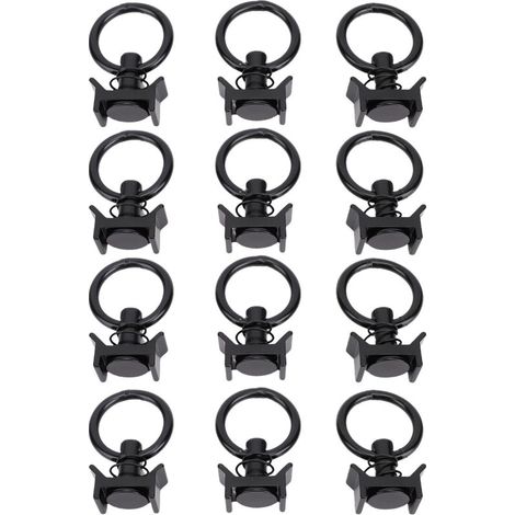 L-Track Accessories, 12 Pieces Single Stud Connector for L-Track, 4000 LB Capacity with Stainless Steel Round Ring for Trailer Freight Control.