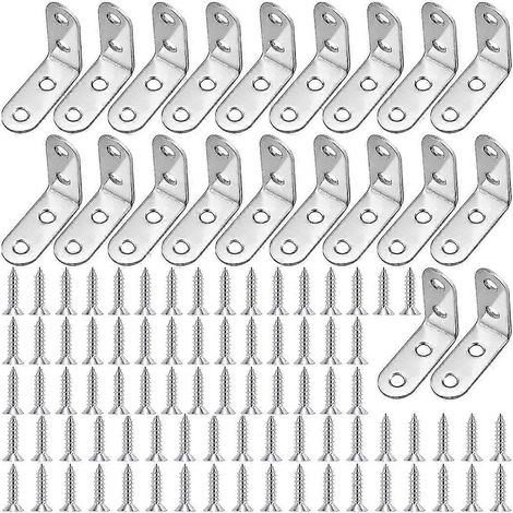20 équerres de fixation à angle droit (90°) en acier inoxydable, en forme de L. (1/5)