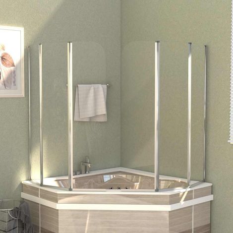 vidaXL Enclos de bain 2 pcs 104x130 cm Verre trempé Transparent (1/5)