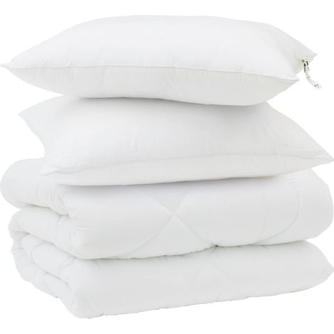 Duvet d'hiver avec oreiller 3 pcs Blanc Microfibre (1/5)
