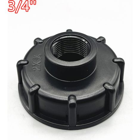 Adaptador IBC S60x6 para tapa de tanque de 1000 litros, 3/4" (versión convexa externa de 6 puntas [3/4") y engrosada) (1/3)