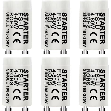 Kit de 6 Starter, Compatibilité 4-80 W, Pour Tube Fluorescent Et LED, Usage Domestique (1/5)