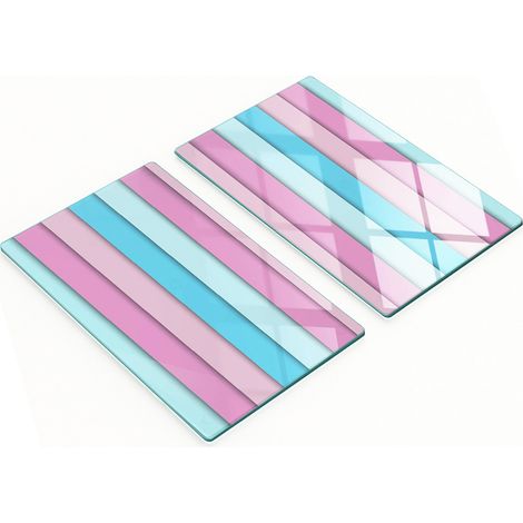 Tablas decorativas de vidrio para cortar y servir, con rayas de colores, 2 x 30 x 52 cm