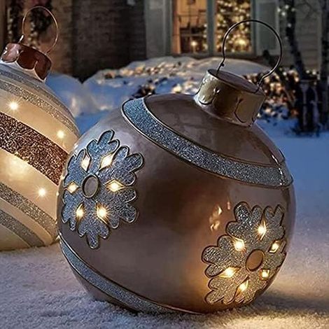 Boule de Noël géante 60 cm pour sapin extérieur, décoration festive maison, jouet et cadeau, ornement de jardin, ambiance hivernale, Tchéquie, 60cm (1/3)