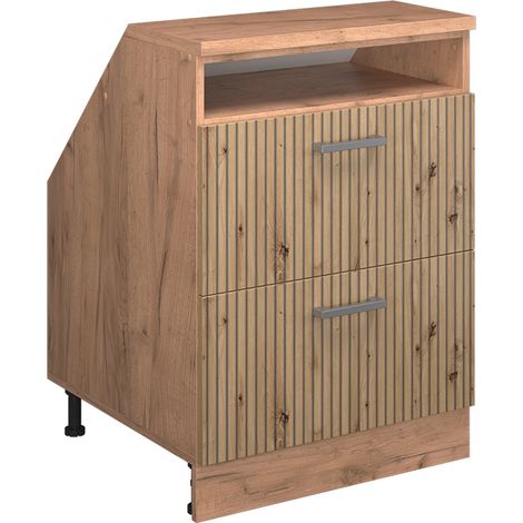 Meuble de rangement sous pente Rion, Chêne Artisan, 60x81.6cm 2 tiroirs, 60 cm de profondeur, Vicco (1/5)
