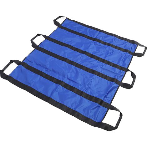 Alèse de positionnement pour lit, 6 poignées renforcées, réutilisable, respirante, imperméable, bleue (1/5)
