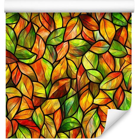 Papier peint vitrail or, jaune et orange pour salon et chambre 50x1000 cm (1/5)