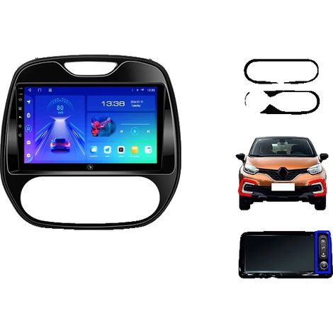 Autoradio, touchscreen, compatibilità con smartphone, compatibile con Renault Captur/Clio QM3 2013-2020 in modalità wireless, A4 2G 64G Style D (1/2)