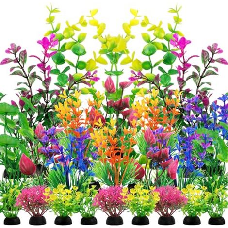 Plante Artificielle - Set De 25 Plantes Aquariophiles En Plastique Souple - Pour Aquarium Douce Et Marine - Hauteur 5 À 30 Cm (1/5)