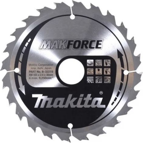 LAMA AL TUNGSTENO PER LEGNO 165MM FORO 30mm 24 DENTI MAKITA B-32219