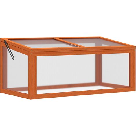 Mini serre en bois et polycarbonate avec couverture orange 90x46x40 cm (1/5)