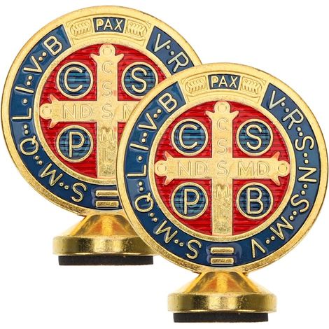 2 PièCes Croix De Bureau Catholique Croix Avec Support Statue Religieuse Figurine BaptêMe Faveur Pour Le Bureau À Domicile ÉGlise D'or (1/5)