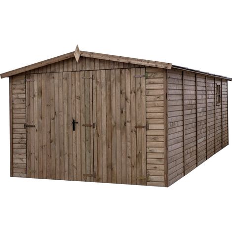 Garage en bois traité, ep 19mm, surface utile 14.15m² INT031