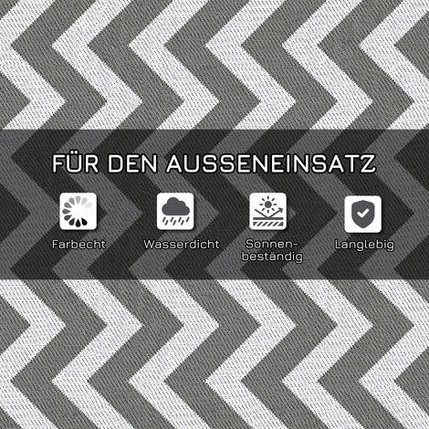 Moquette extérieure imperméable, motif réversible, fibre synthétique de qualité, gris clair et blanc, 121 x 182 cm (1/4)