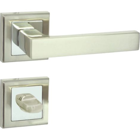 DOMINO Poignée de porte ENE QR M6/M9 WC Poignée avec rosace WC Chrome/nickel brillant (1/5)