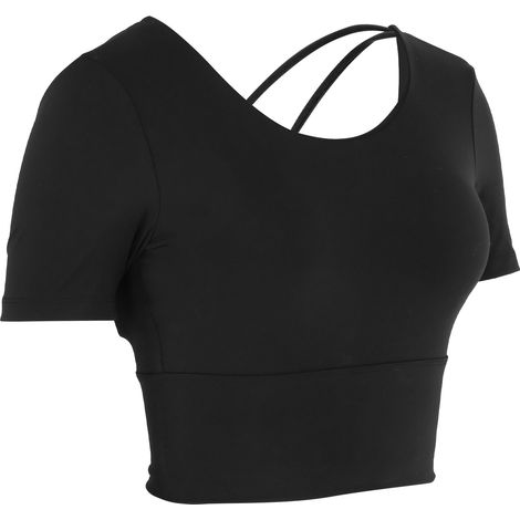 Sexy Sport-Kurzarmtop für Damen, ideal für Yoga, Fitness und Workout, Schwarz, Größe M (1/5)