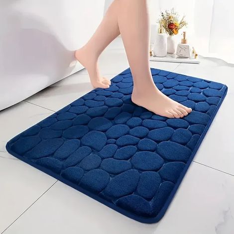 3D-Badematte, rutschfest, saugfähig und maschinenwaschbar, Fußmatte mit geprägtem Gassenmuster, schnelltrocknend (1/5)