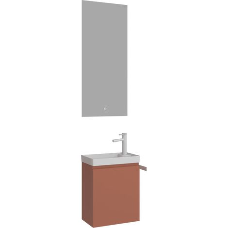 Waschtisch-Set mit Spiegel (2-teilig) "Ferla 40" – 40 x 22 x 50 cm – Matt-Zimt (1/3)