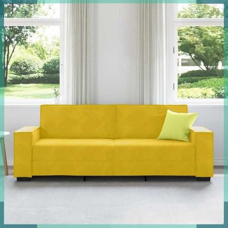 Canapé - 4105036 - 3 places - Jaune velours - 220x78x84 cm (1/5)