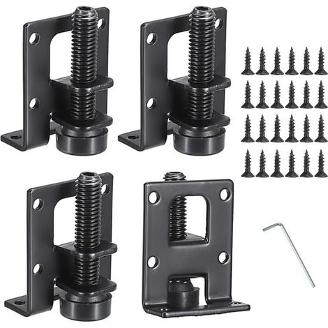 Patas niveladoras ajustables de alta resistencia para muebles - 4 piezas M10 para mesas, estantes, armarios y bancos de trabajo - Color negro (1/5)