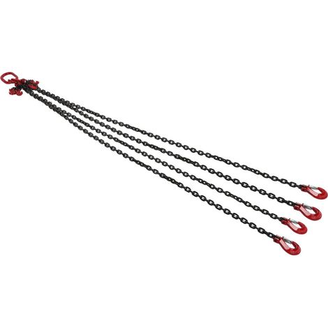 Hochleistungs-Hebekettenschlinge, 2 Meter, 1 Tonne, 6 mm, verstellbare Hebekette mit 4 Haken für Bergwerke, Häfen, Gebäude, Stahlwerke, Kranbetrieb FLITI (1/4)