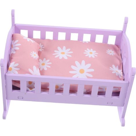Miniatur-Puppenwiege aus Holz, kompaktes Jungen-/Mädchenbett für Puppenhäuser, realistisches Deko-Accessoire (1/5)