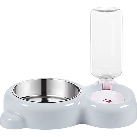 2 bols pour animaux de compagnie, distributeur d'eau automatique, acier inoxydable et polypropylène, pour chiens et chats (1/5)