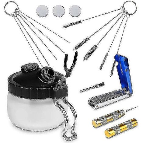 Kit de nettoyage aérographe 13 pièces - pot en verre et mini brosses (1/5)