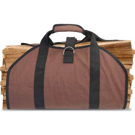 Sac de Transport pour Bois de Chauffage - Toile Résistante à l'Eau - Capacité Grande - Pliable - Pour Cheminée Poêle à Bois Camping Extérieur - 1 Pièce (1/5)