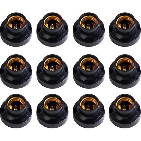 Lot de 12 Douille E27, Support Noir Rétro, Fixation Universel, Pour Suspension Plafonnier Maison (1/5)