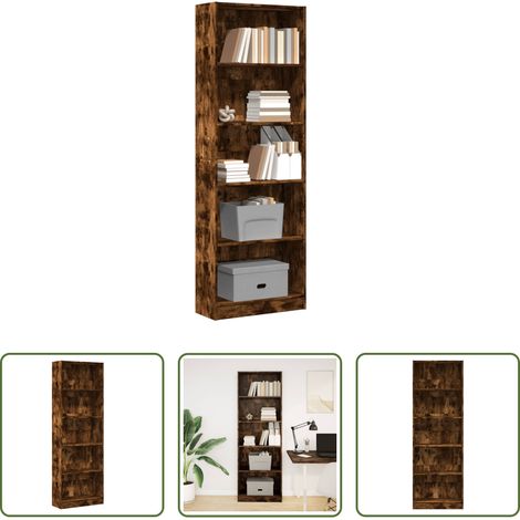 Rangement chambre -  Bibliothèque chêne fumé 60x24x176 cm bois d'ingénierie (1/5)
