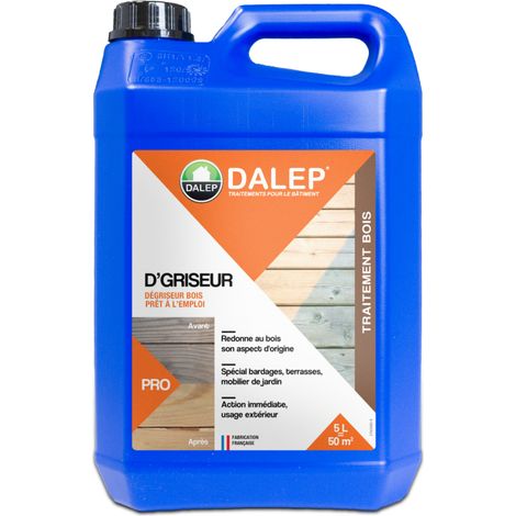 Dalep – Dégraissant dégriseur bois 5L – Restaure l'aspect naturel – Prêt à l'emploi pour terrasses et mobilier de jardin – Éclaircit bois et métaux