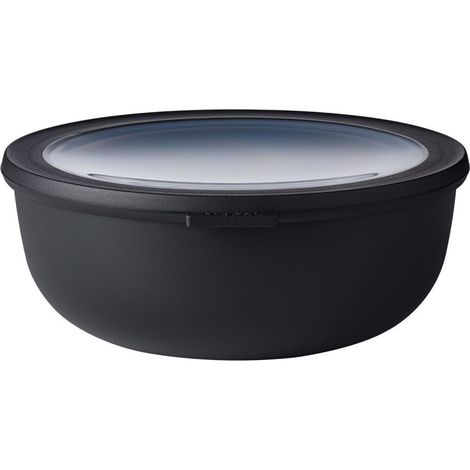 Mepal - Multi Bowl Cirqula Round - Contenitori Plastica con Coperchio - Adatto come contenitore ermetico per Frigo, microonde, Congelatore e piatti da portata - Ciotole Cucina - 2250 ml - Nordic Black (1/5)