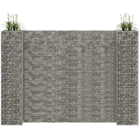 Panier de plantation en gabion en forme de H, fil d'acier, 260 x 40 x 180 cm
