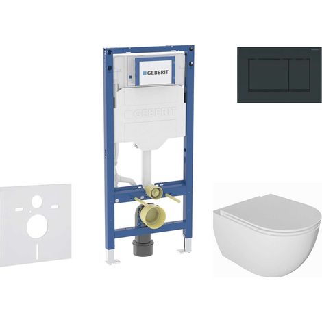 Geberit Duofix - Set Vorwandelement, WC Oudee mit Softclose-Sitz und Sigma30-Betätigungsplatte, schwarz glänzend/schwarz matt SANI11CA5130B (1/5)