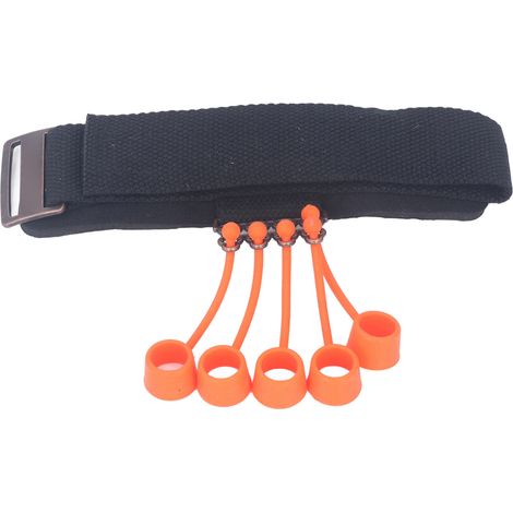 Verstellbarer Silikon-Fingertrainer zur Verbesserung der Flexibilität und Griffkraft, mit Handgelenkschlaufe, schwarz. (1/5)