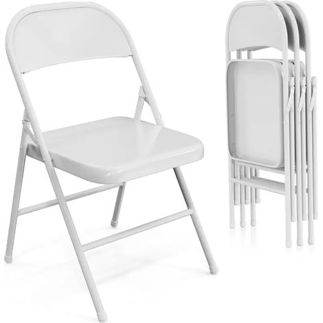 ORION91oficial® - Silla Plegable LEO  Metal Color Blanco  Cocina  Jardín  Camping – 46 x 44 x 78 cm - SpazioLuzio - Unidad (1/5)